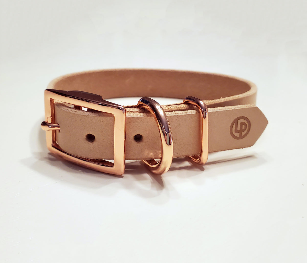 Rose Gold Dog Collar - Luxury Leather Dog Collar - Rogue Royalty